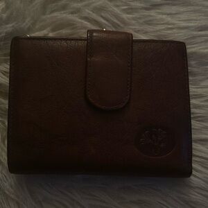 Vtg Buxton Leather Wallet Cowhide Exterior  Button Snap Kiss Lock Coin Pocket